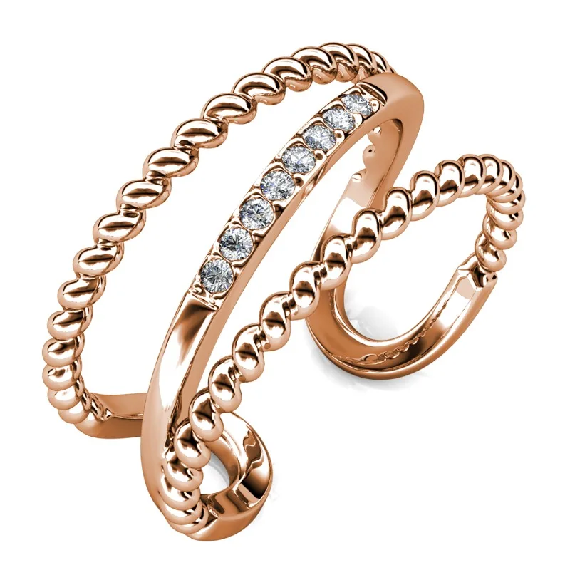

Daini Trendy Hollow Design Ring with Swarovski Crystals Copper Jewelry for Women Elegant and Unique Wedding Party Gift