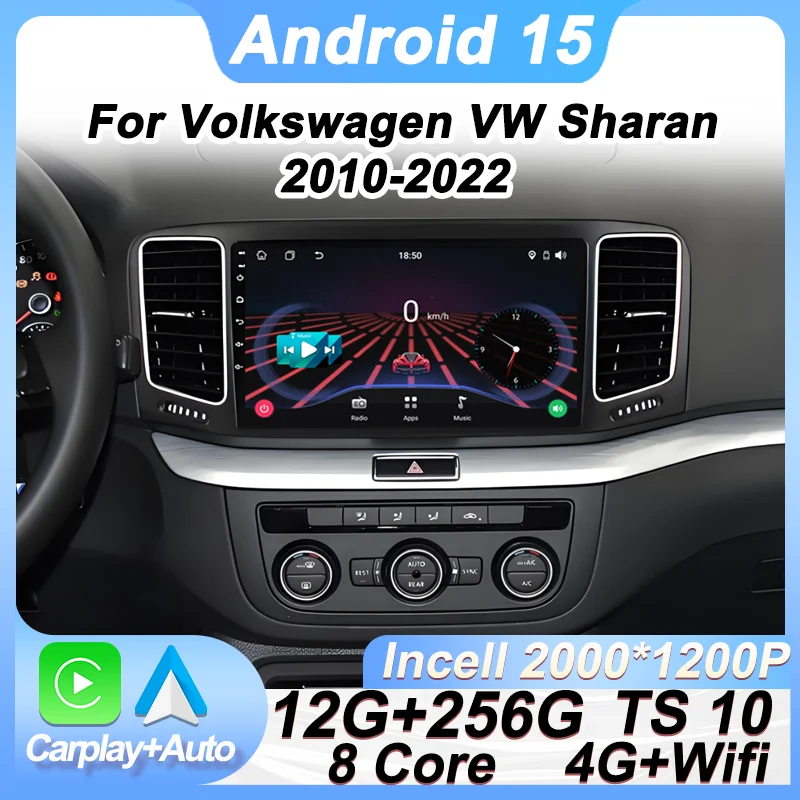 

Android 15 For Volkswagen VW Sharan SEAT Alhambra 7N 2010-2022 GPS Navigation Intelligent System Carplay 8 Core RDS 5G Bluetooth