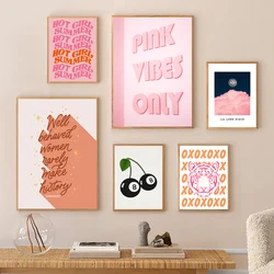 Retro Cocktail Trendy Wall Art Prints Pink Playing Cards Poster Vintage Disco Canvas Painting Preppy Dorm Teens Room Wall Decor