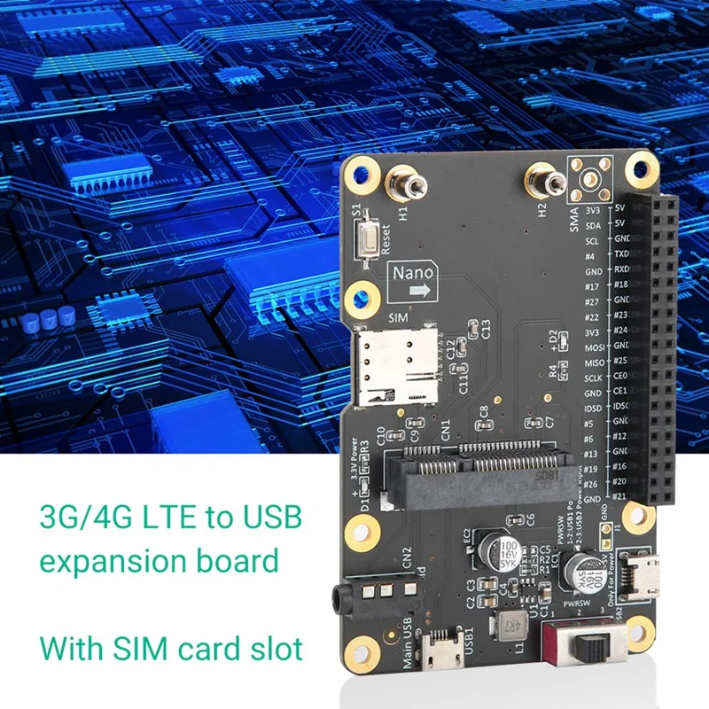 Mini módulo 3G/4G/LTE, placa de expansión USB portátil con ranura para tarjeta SIM, tarjeta adaptadora Vertical para Raspberry Pi