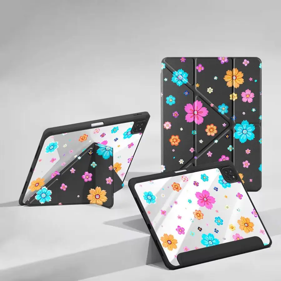 Tablet Case For iPad Pro 11 10 9 8 7 th 12.9inch Pro 2025 Mini 6 7 Air 4 5 M3 M2 M4 11inch Holder Cover Bright Wildflower