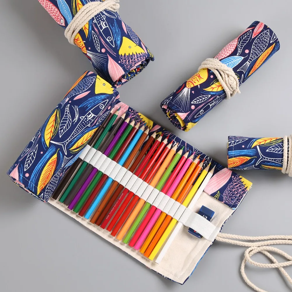 Trousse à crayons en toile pour étudiant, sac de rangement coloré, poudres de gril, fournitures scolaires, papeterie, 12 trous, 24 trous, 36 trous, 48/72 trous