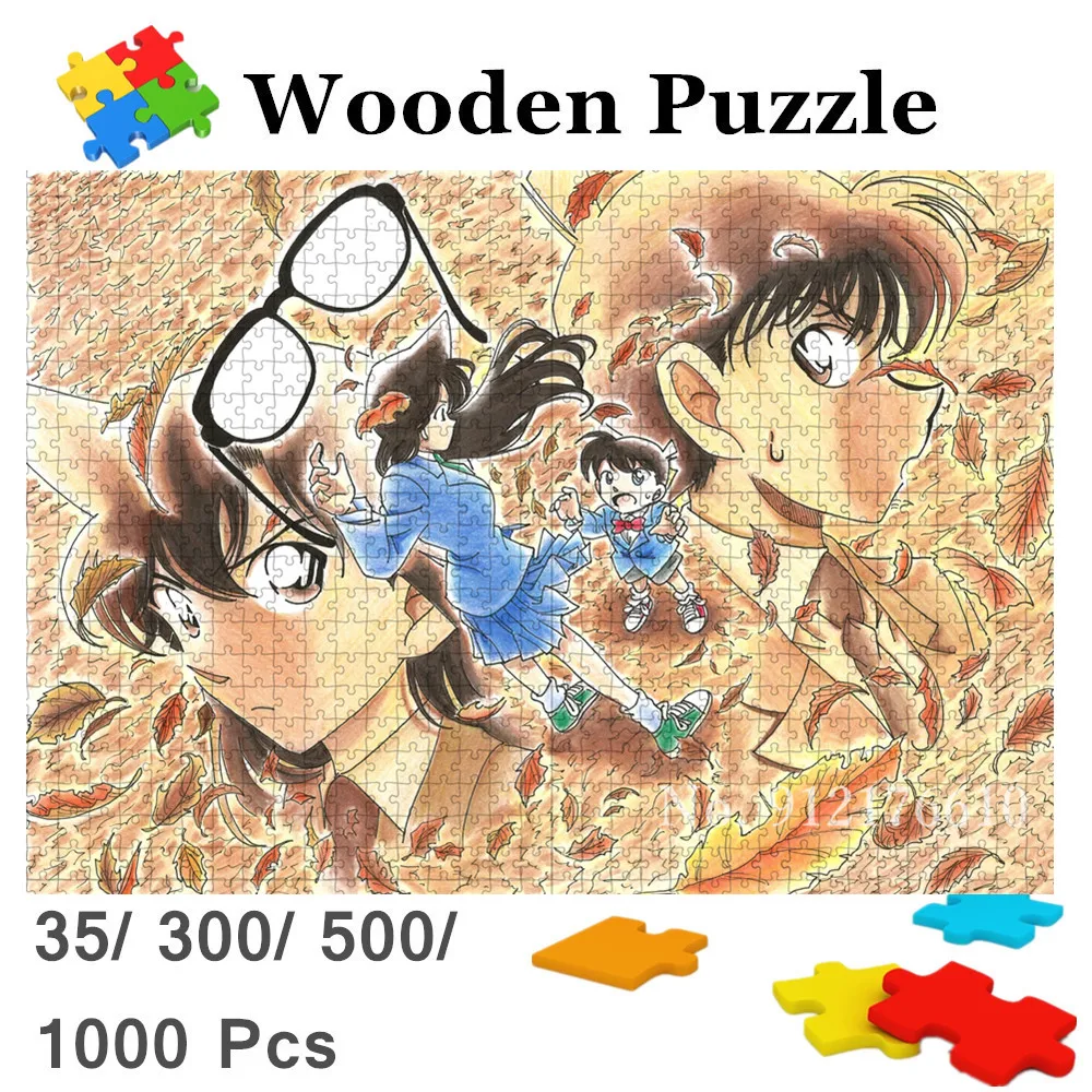 Puzzles 1000 Pieces Detective Conan Japanese Animation Jigsaw Puzzles for Adults Kids Intelligent Decompress Game Diy Toys