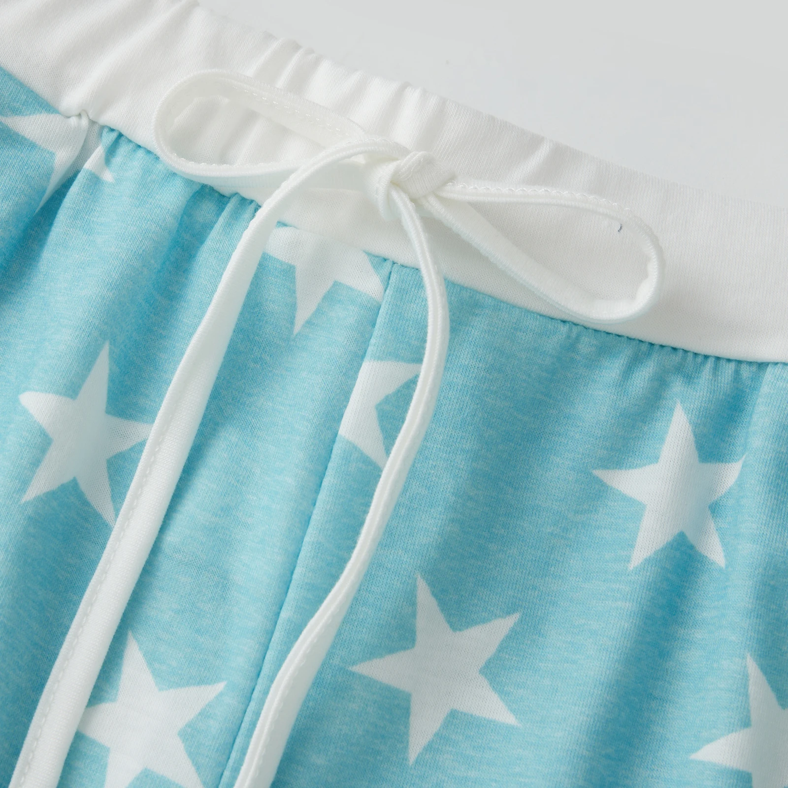 2025 Women's Fashion Patchwork Shorts Star Print Drawstring Elastic Waist Short Pants Summer Fashion Casual Shorts