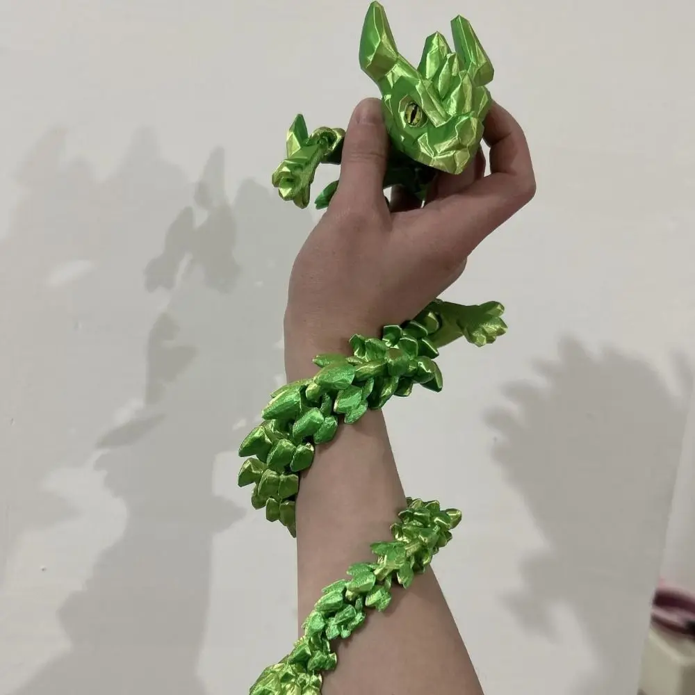 Dragão com chifres impresso em 3D luminoso que brilha no escuro Articulações Móveis Estatueta de dragão Simulação Ornamento de dragão multiarticulado