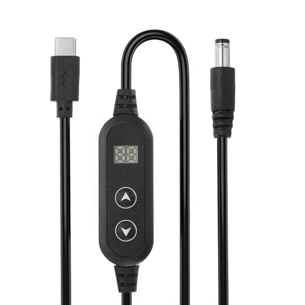 Type C To DC Converter Cable With 5V/9V/12V/15V/20V Adjust Voltage Power Boost Line Fast Charging For Wifi Router