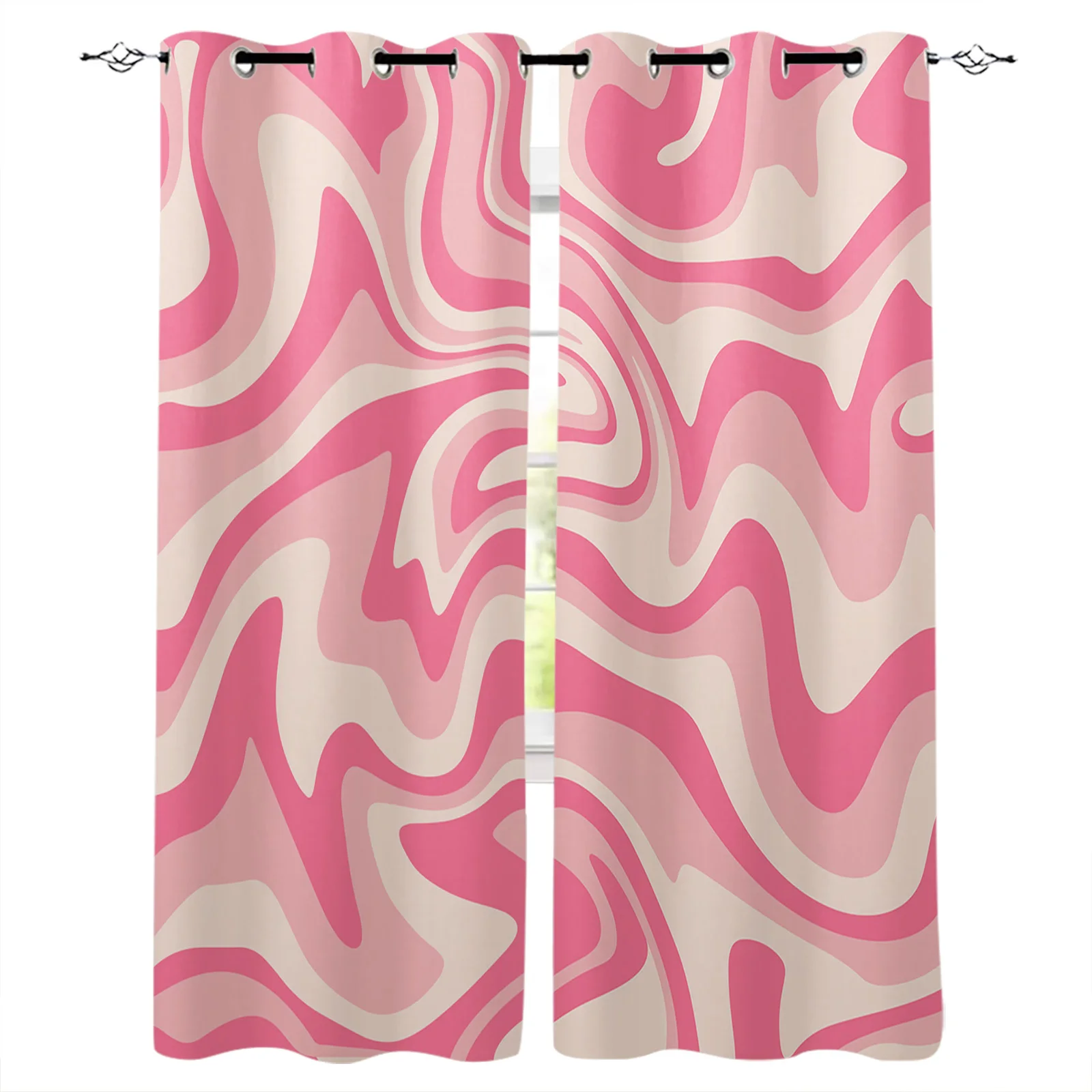 Pink Fluid Art Abstract Texture Print Curtains For Kitchen Bedroom Window Treatment Curtains for Living Room Home Decor Drapes