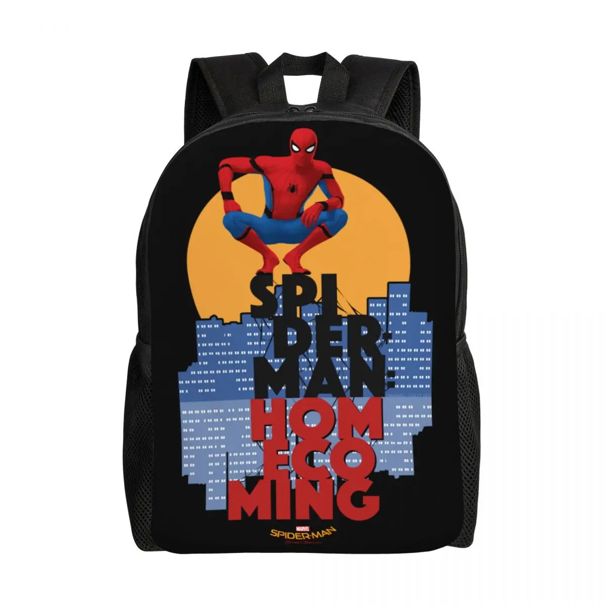 Mochila personalizada para laptop Homem-Aranha Cityscape, bolsa básica para escola, bolsas para estudantes universitários, homens e mulheres