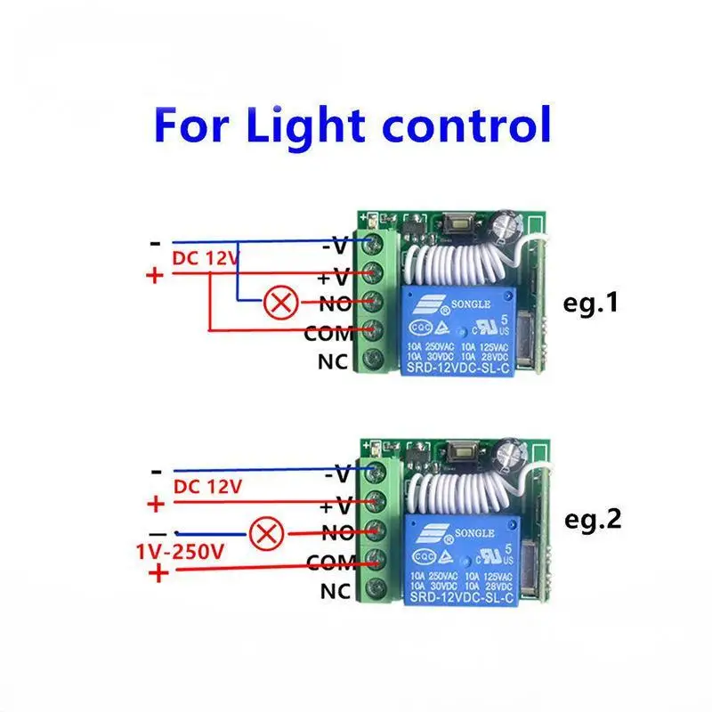 DC12V Wireless Relay Board 433.92M Remote Interlock Module with Shell for Industrial Motor Lamp Security Lock