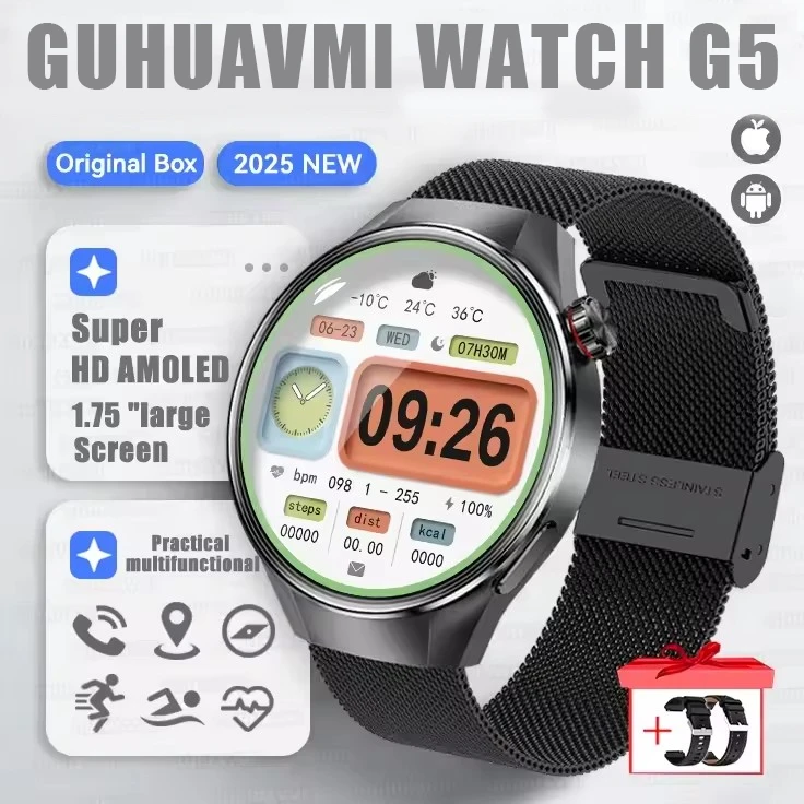 2025 New Originl Watch G5 PlUS Smart Watch 1.75" HD AMOLED Screen GPS track Heart Rate Bluetooth Call Compass Smartwatch for Men
