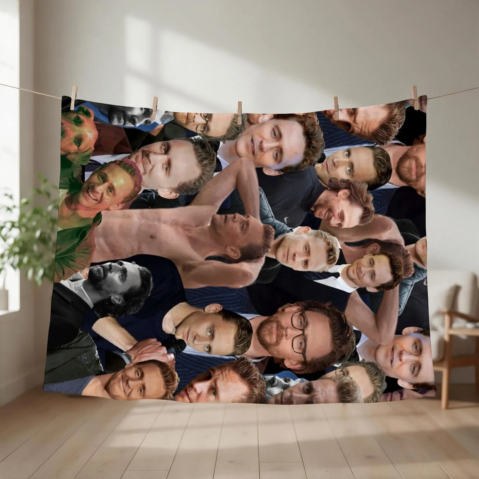 Tom Hiddleston photo collage Throw Blanket couch cozy soft plush fuzzy picnic outdoor blanket