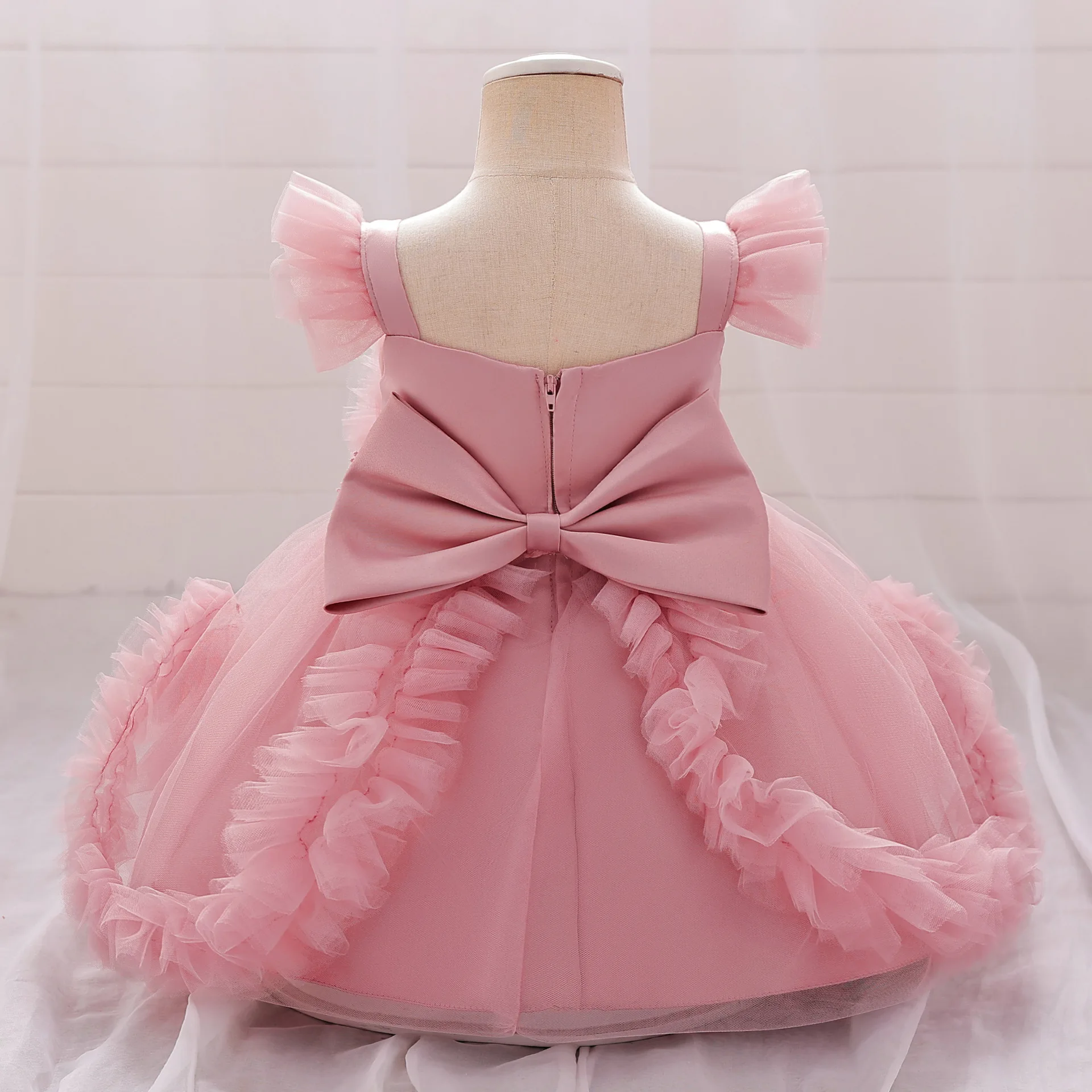 Gaun perempuan motif bunga gaun putri ulang tahun elegan pakaian menari Tutu gaun ulang tahun anak lucu Tulle bayi