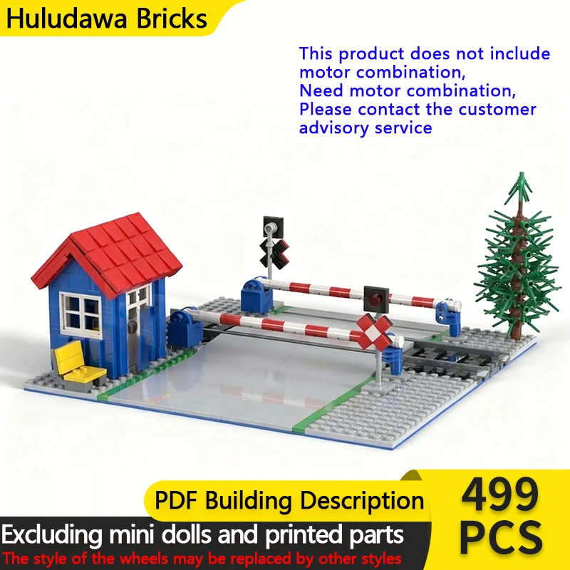 City Street View Model MOC Building Bricks Trains Level Crossing Modular Technology Children Holiday Gifts Assemble Toys Suit