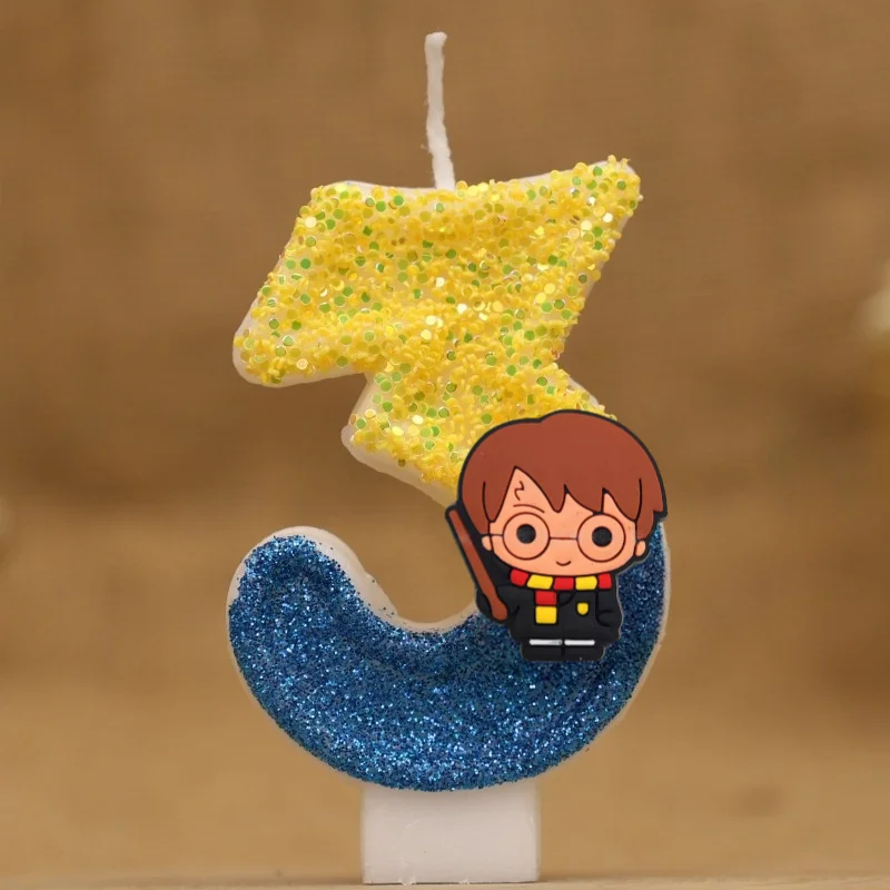 Magic Academy Magician Digital Candle Number 0-9 Kids Birthday Cake Decoration Supplies Cartoon Party Accessories Supplies
