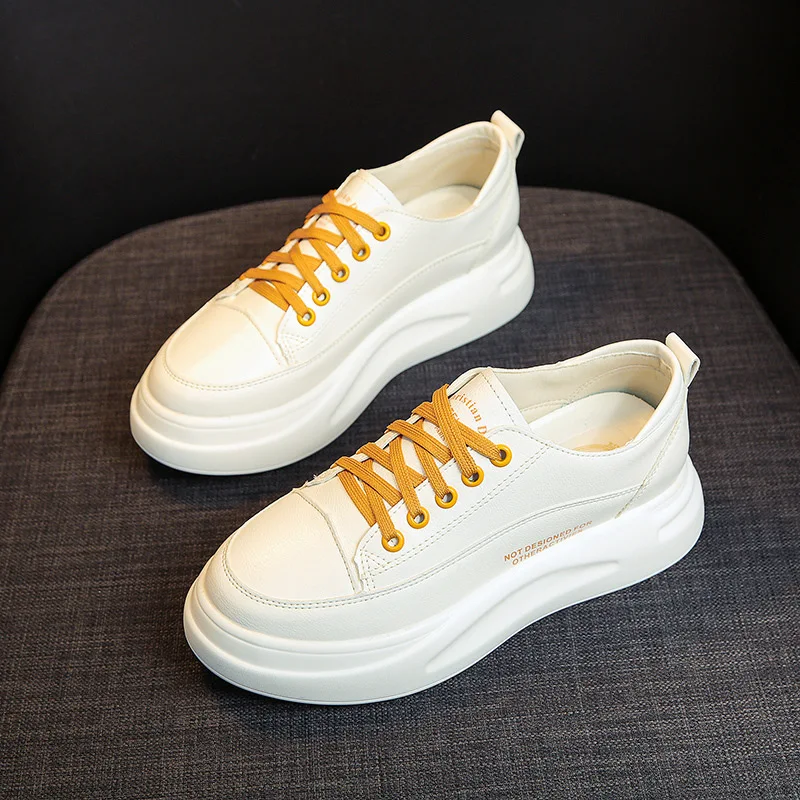 

Spring And Autumn Women's Shoes Fashion New Women's PU Leather Shoes Ladies Breathable Cute Flat Casual Shoes White Sports Shoes