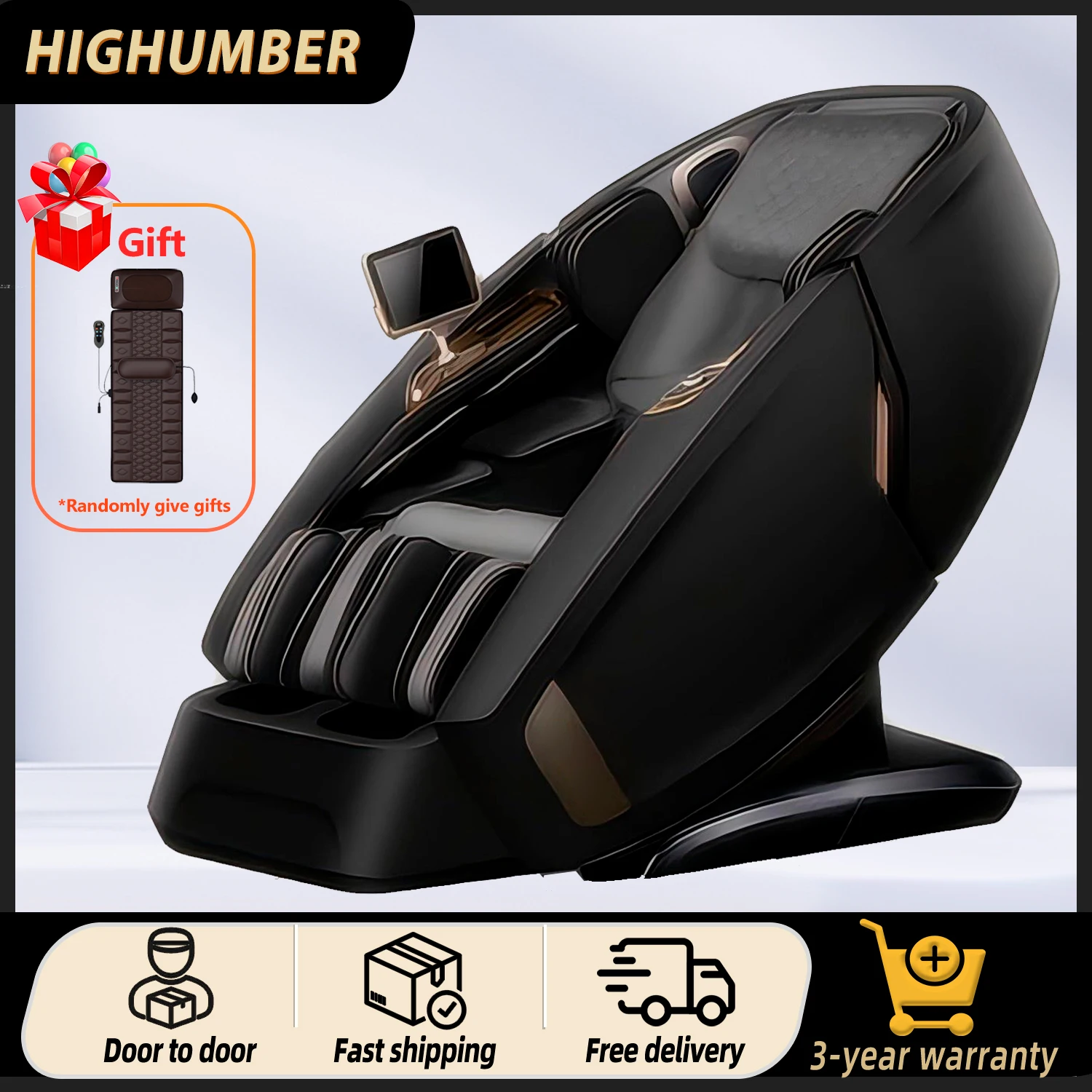 

4D SL-Track Zero Gravity full body Massage Chair Lumbar Heating Kneading Thai Stretching Shiatsu Bluetooth Music Voice Control