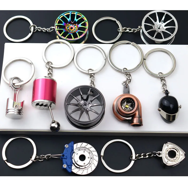 Creative Metal Spare Parts Key Chain Gear Wheel Hub Brake Disc KeyChain Shock Absorber Car Promotioncar Best Gift keychain K6300