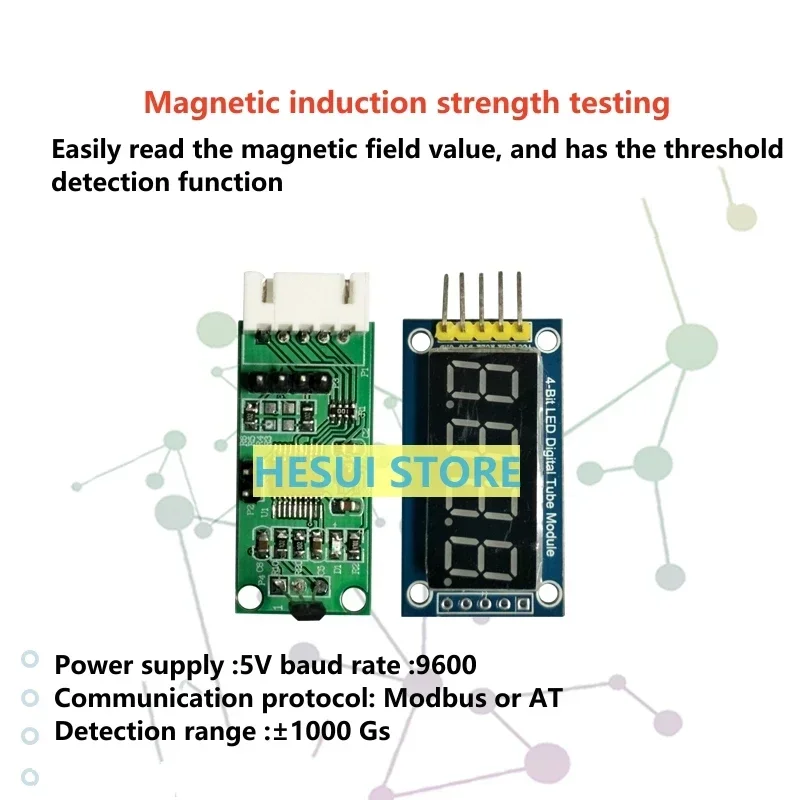 Hall sensor module digital display magnetic field induction intensity detection bare board Modbus and AT protocol