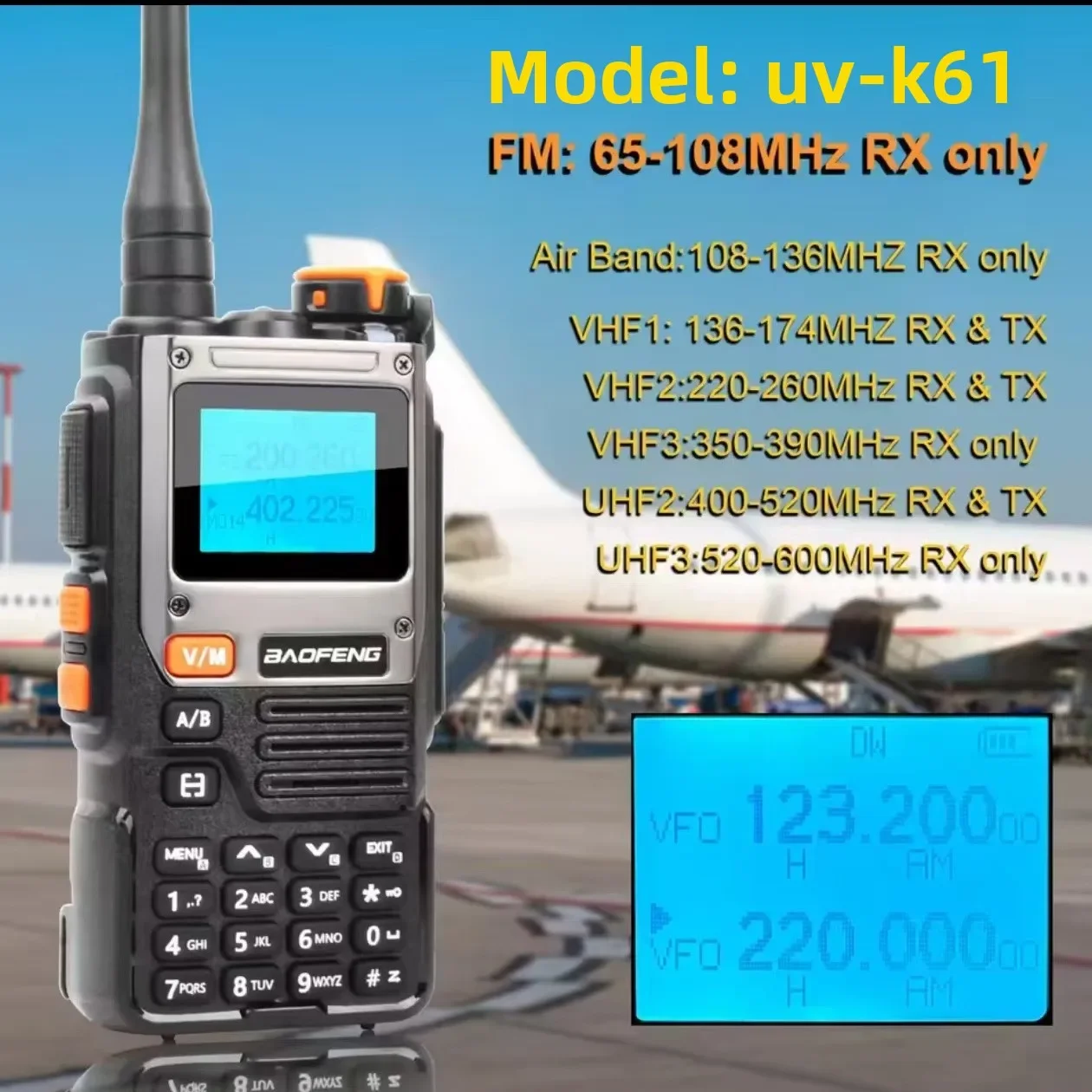 Durable Car Walkie-talkie UV-K61 Radio Fleet Car Handset Outdoor Long Distance