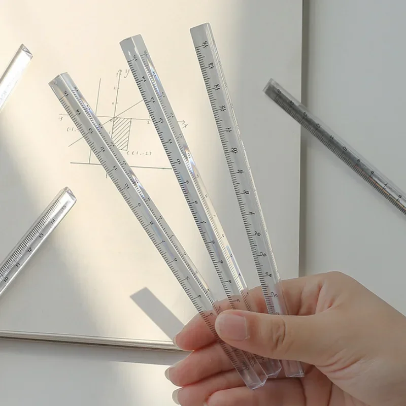 Règle triangulaire transparente droite 20cm, 1 pièce, outils de mesure de dessin, papeterie fournitures scolaires et de bureau pour étudiants