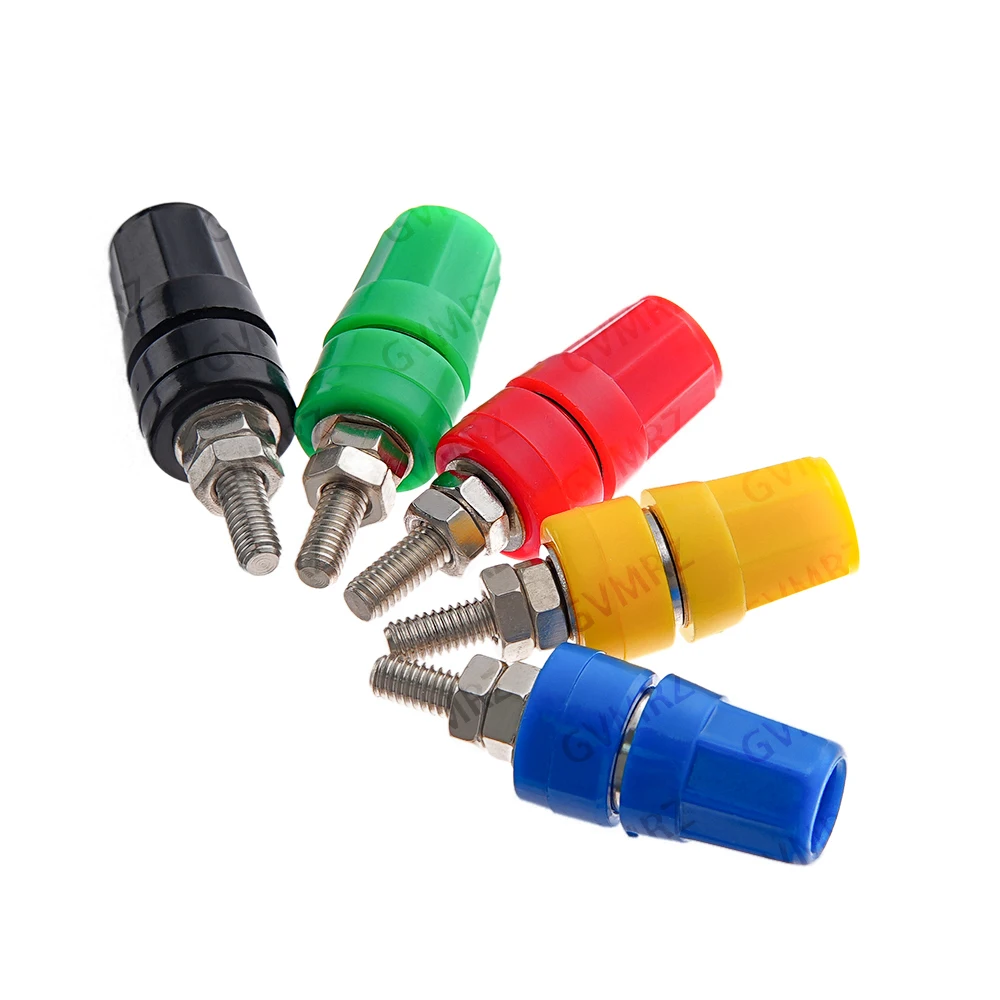 5PCS M4x36 Black Red Banana Jack Socket M4X36 Pure Copper Terminal 20A Binding Post Banana Plug Connector M4*36 Blue Green