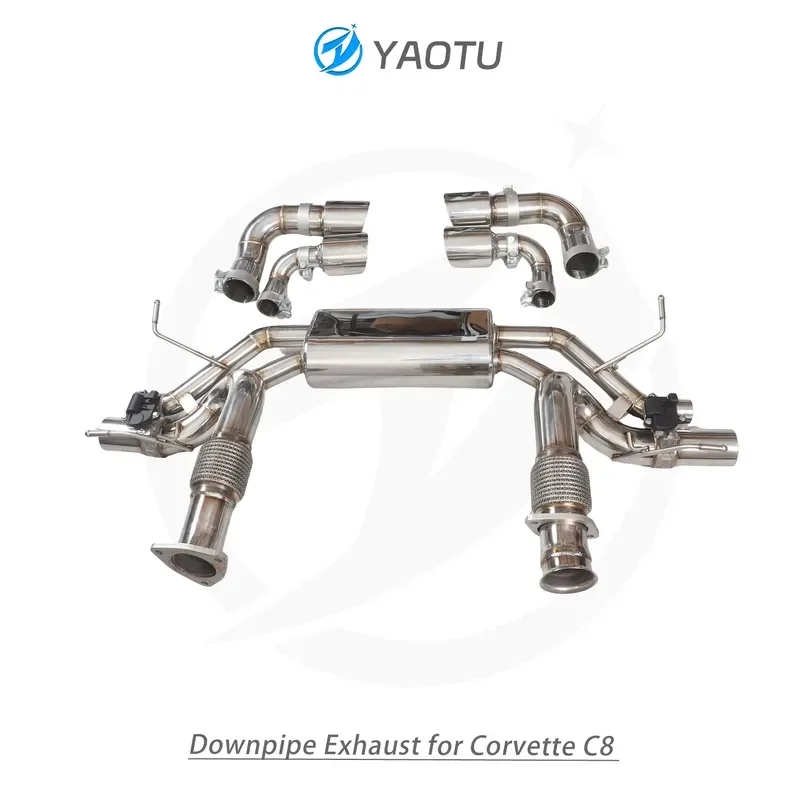for YT 304 Stainless Steel Rear Section Valvetronic Muffler Exhaust Pipes for CORVETTE C8