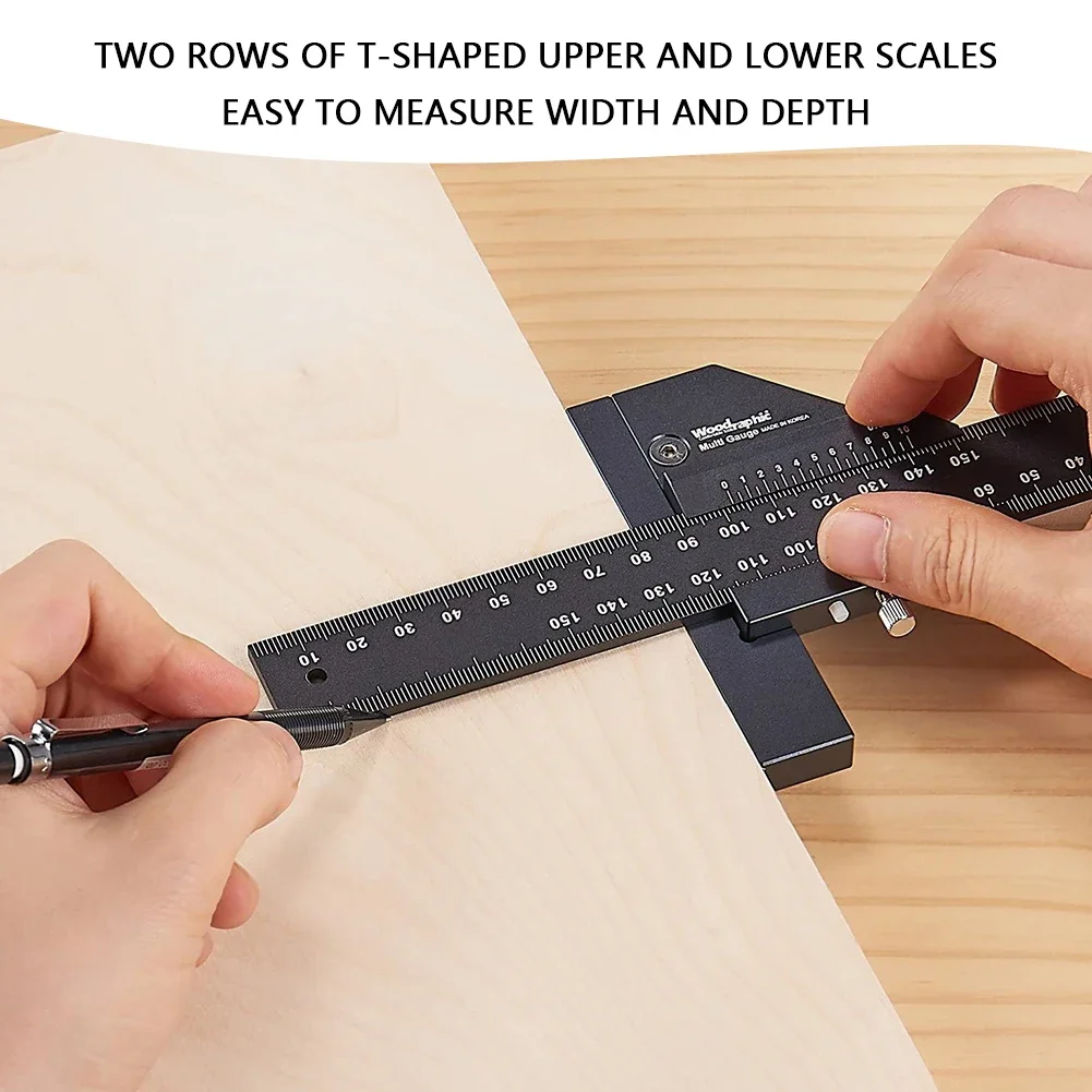 Multi Woodworking Sliding Gauge Aluminum Alloy Scribe Ruler Depth Gauge T-Square Scribing Measuring Tools Marking Gauge T Ruler