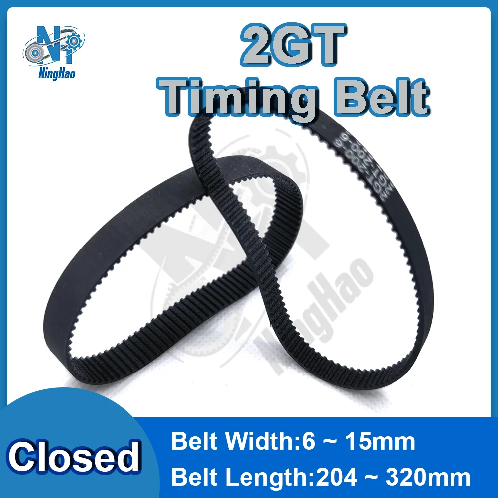 GT2 Belt 2GT Timing Belt Width 6mm 10mm 15mm Closed Loop Rubber Perimeter 204mm~320mm 2MGT Synchronous Belt 3D Printer Parts