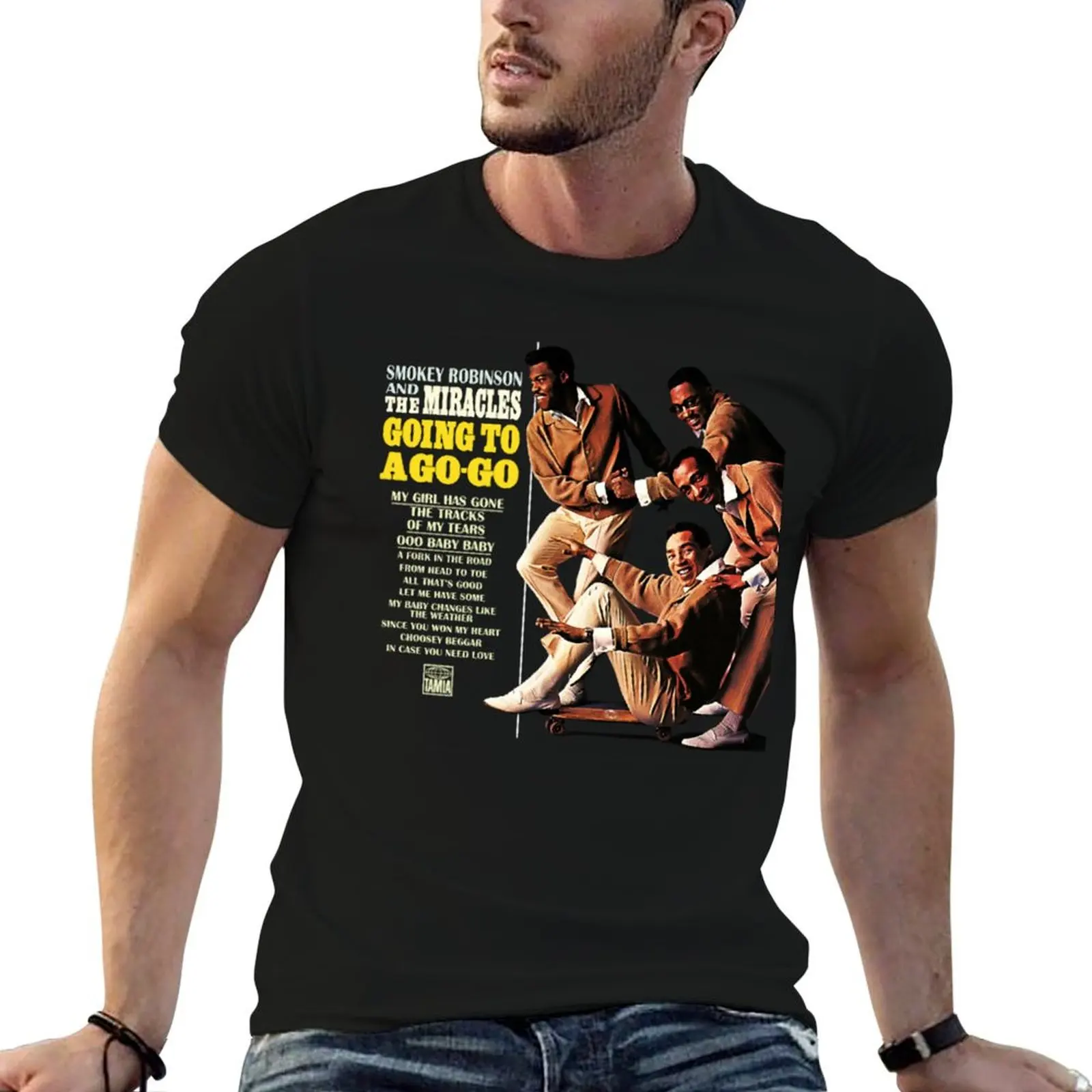 M500-412-NV. Smokey Music Robinson and the Miracles, &39;Going to a Go Go&39; T-shirt unisexe à col en V, t-shirts de créateur