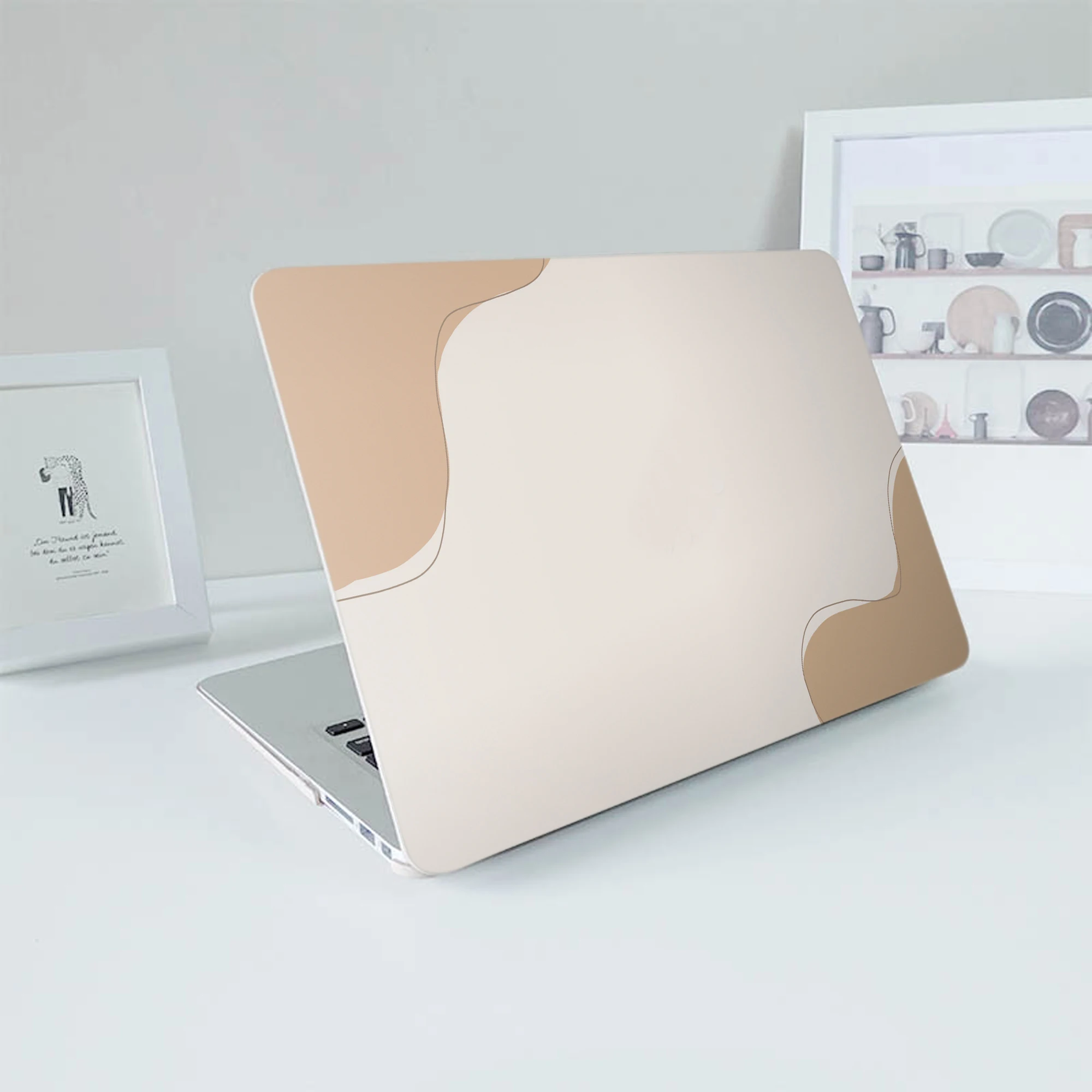 

Luxury Beige MacBook Case, Hard Laptop Case for MacBook Air 13 Macbook Pro 13 16 14 A2442 15 A1990 With Cutting Out Logo