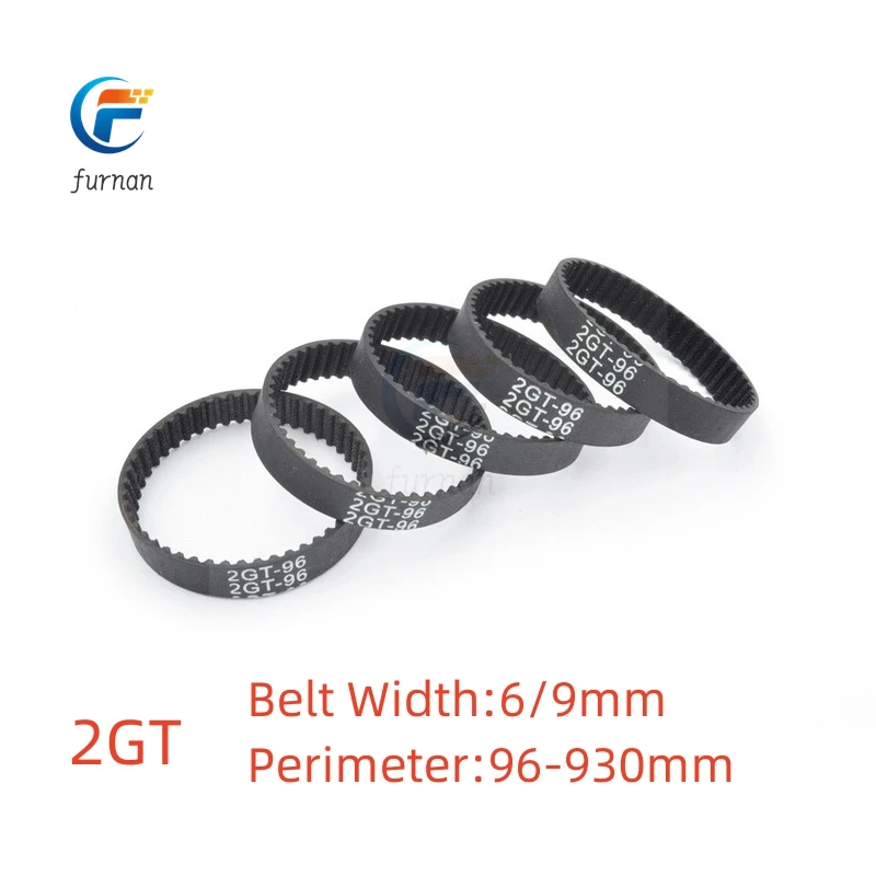 GT2 Synchronous Timing belt Pitch length 96/110/188/202/606/610/640/810/930 width 6mm/10mm Teeth Rubber closed Transmission belt