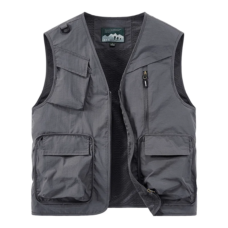 New Summer Men Thin Mesh Outdoor Sleeveless Jackets Fishing Waistcoats Men Breathable Quick-drying Windproof Vests Coats 6XL