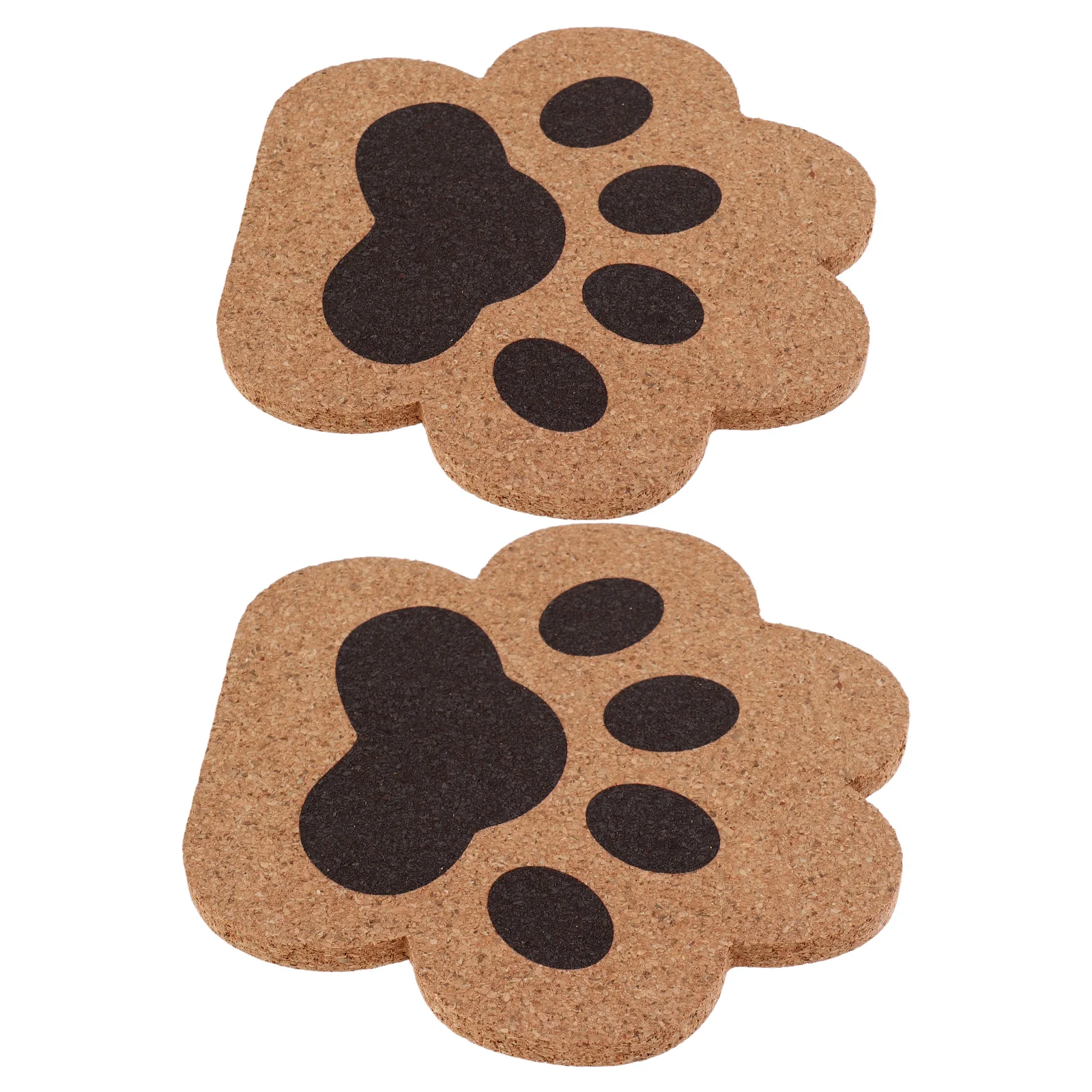 

2Pcs Cute Paw Print Coasters Soft Cork Antislip Heat Resistant Desk Office Car Coffee Shop Bulk Table Mats Farmhouse