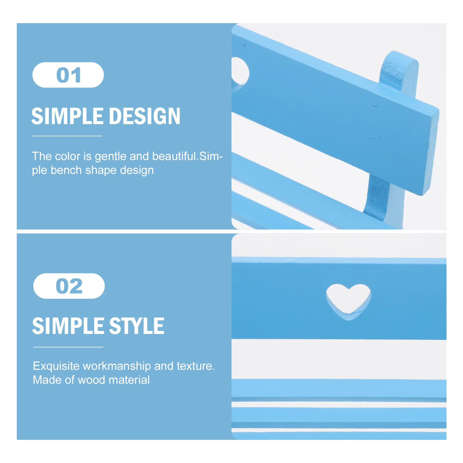 

Miniature Wooden Bench Chair Peach Heart Design Realistic Home Decoration Mini House Supplies Mini House Prop Office Adornment