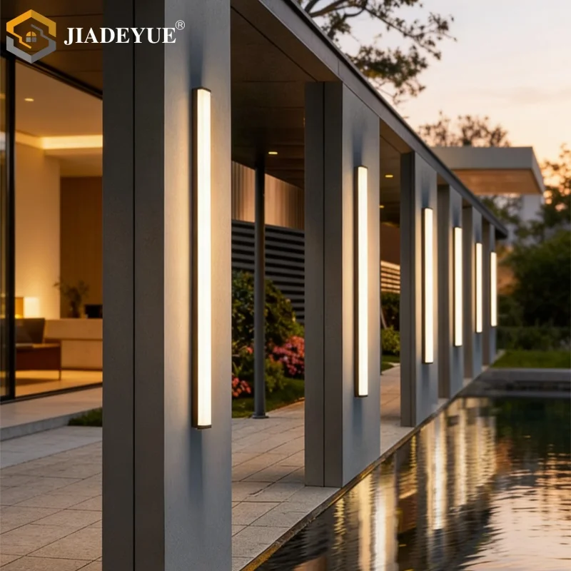 モダンな屋外防水ロングウォールランプled-ip65バルコニーガーデンポーチ中庭ランプ110v-220v