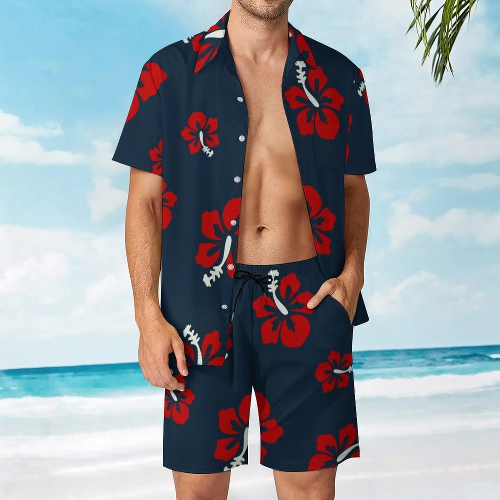 

2025 New Men's Shirt Set Short Sleeve Fashion Shorts Beachwear Two Piece Set Casual Hawaii Vacation Style Men's Clothing Suit