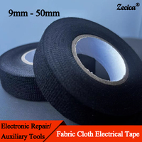 Heat Resistant Electrical Tape 9mm - 50mm Harness Tape Insulation Automotive Black Fabric Cloth Noise Resistance Adhesives Tapes