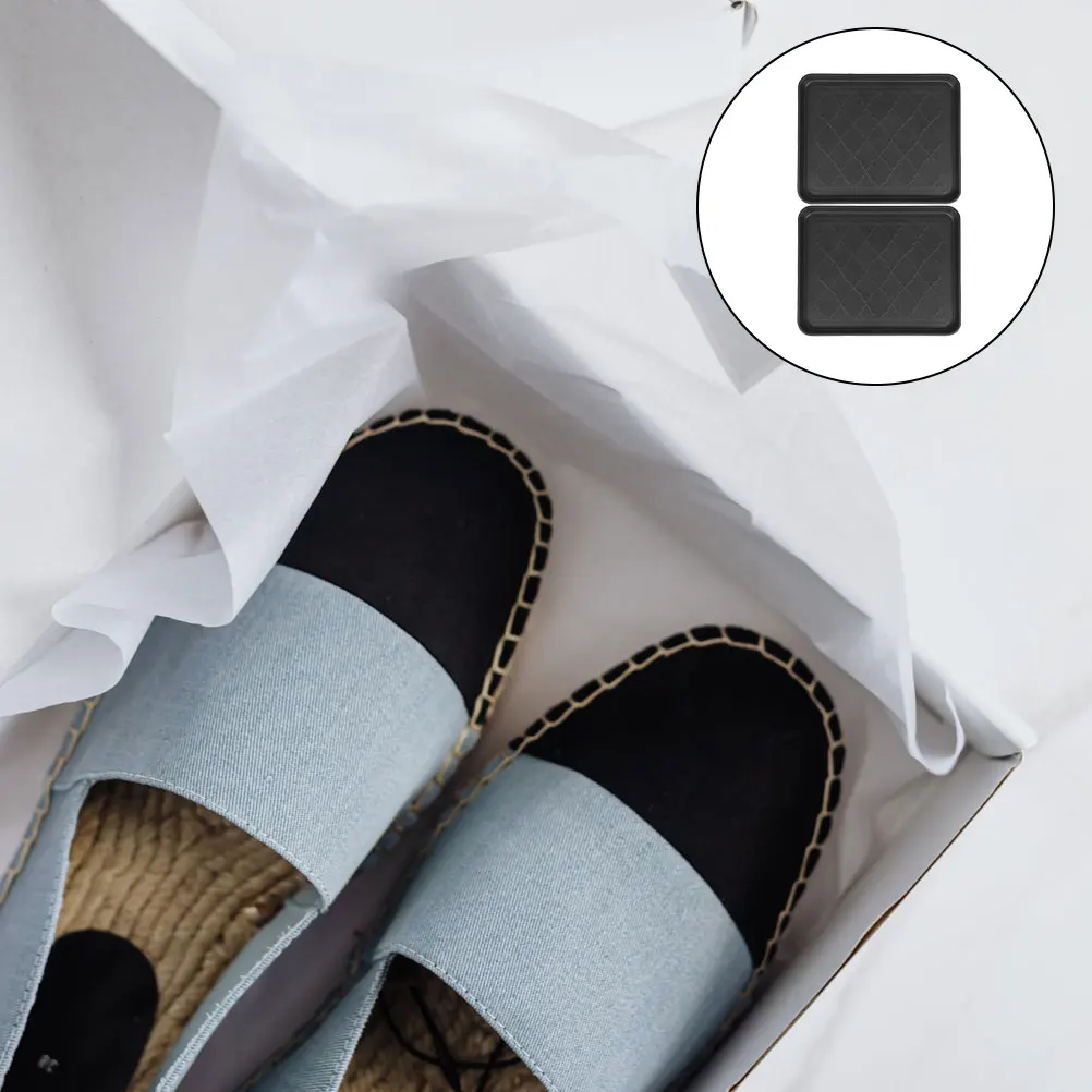 

2pcs Boot Tray Pet Food Mat Shoe Protector Mudroom Women Shoes Storage Indoor Outdoor Reusable PP No Odor Easy Clean Black