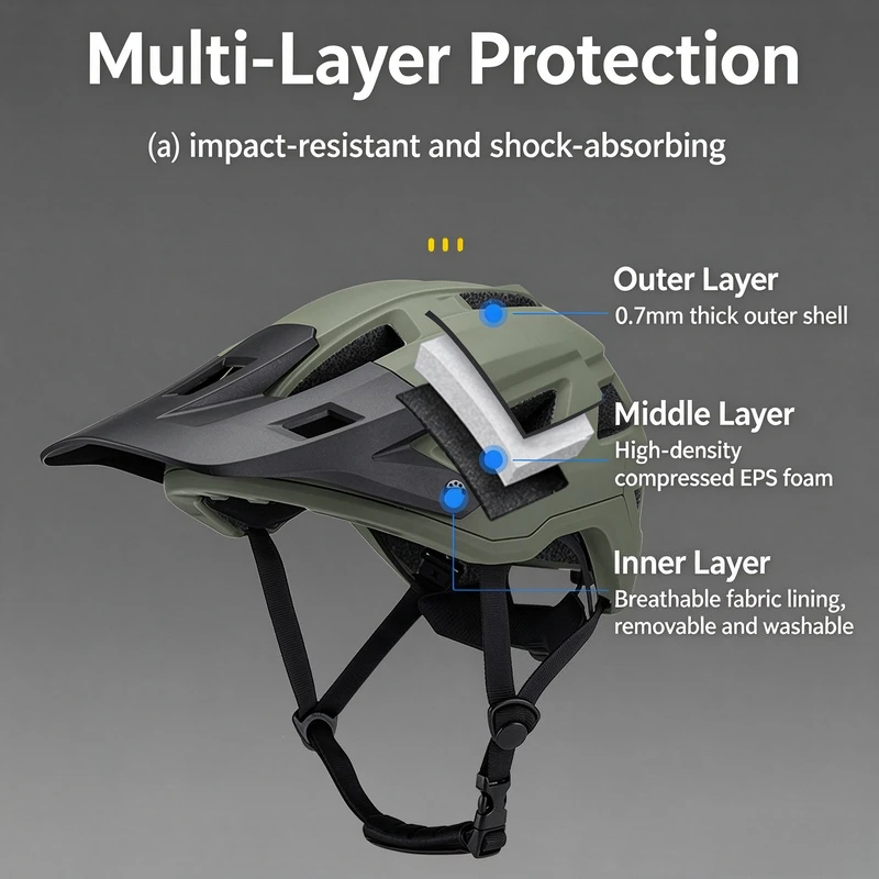 Bike Helmet for Adult Men Women with Suggested Fit 58-61CM Light weight with Adjustable Side and Chin Strap Bike Accessories