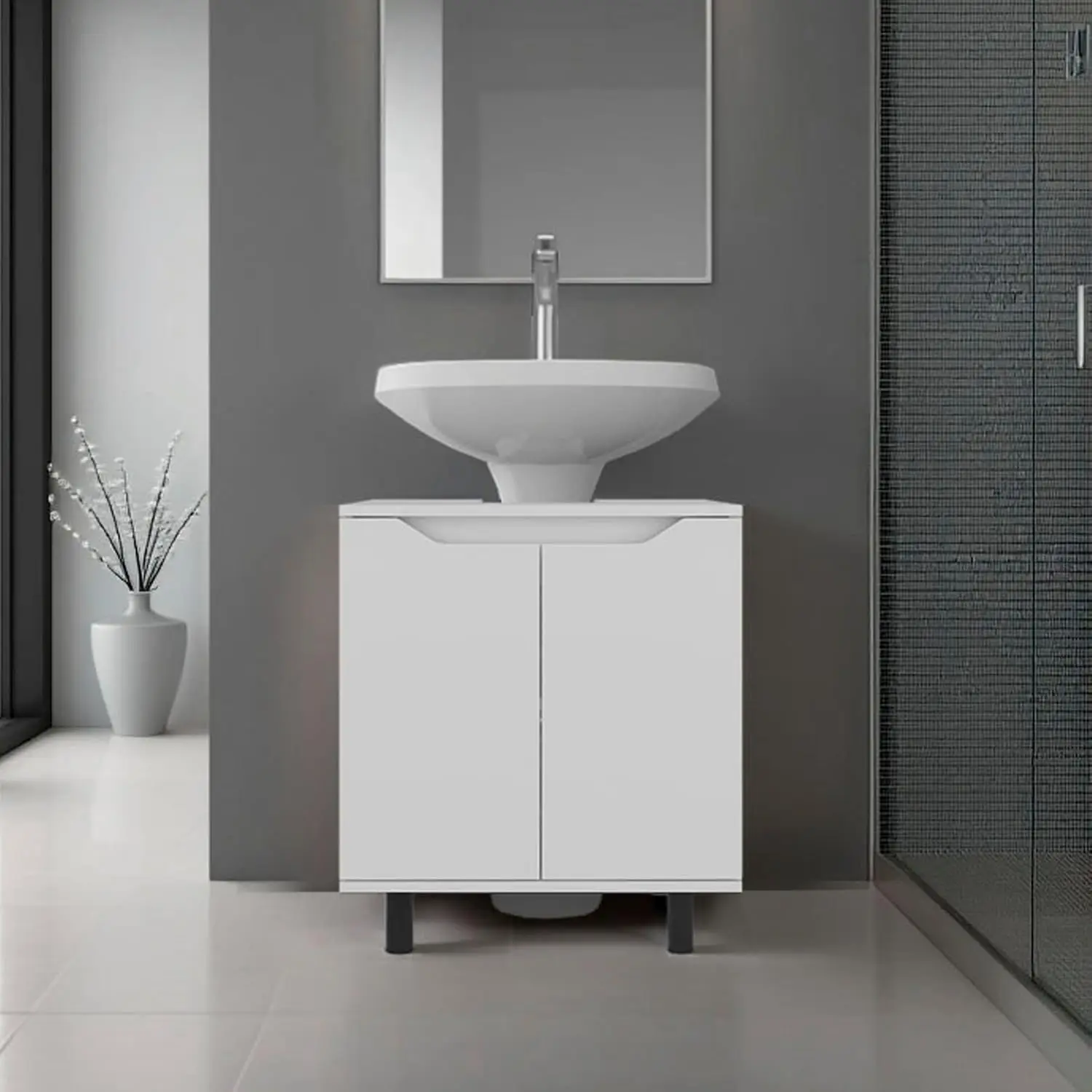 22-Inch 2-Door Bathroom Under Sink Cabinet with Open Shelf, Customized