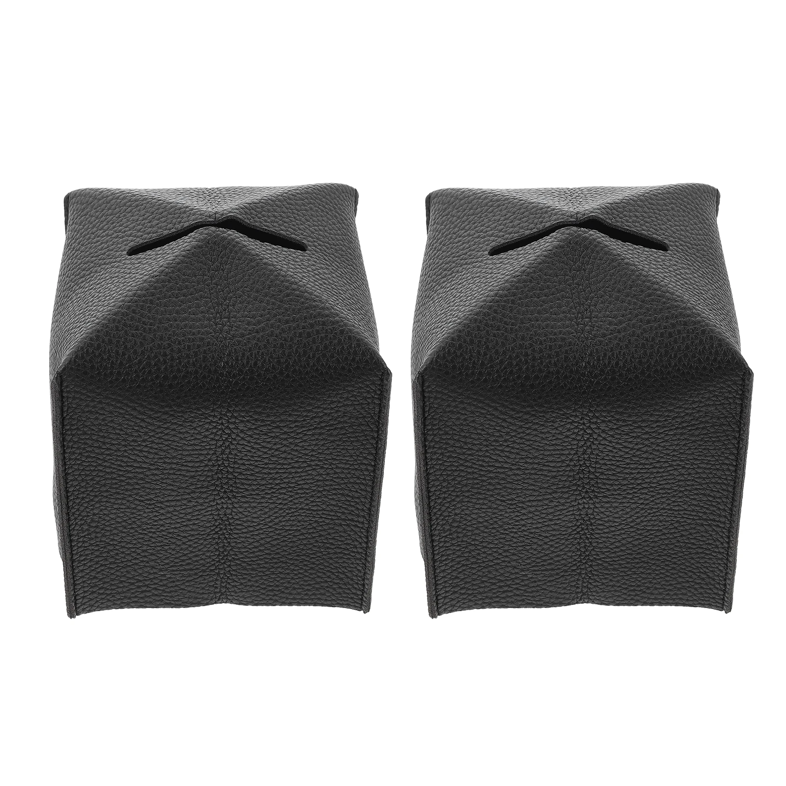 

2 Pcs Tissue Storage Box Household Napkin Boxes Dispenser Black Pu Holder Office