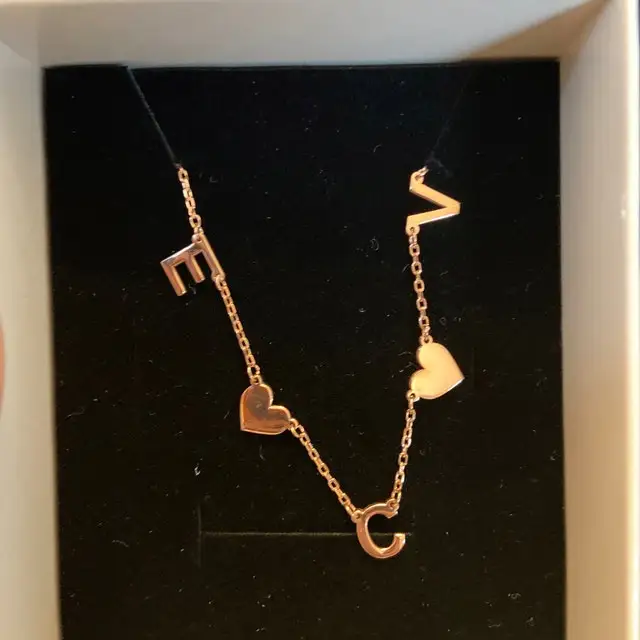 18K Gold Initial Necklace, Couples Heart Necklace, 18K Gold Name Necklace, Letter Necklace, Meaningful Gift For Moms, Gifts For