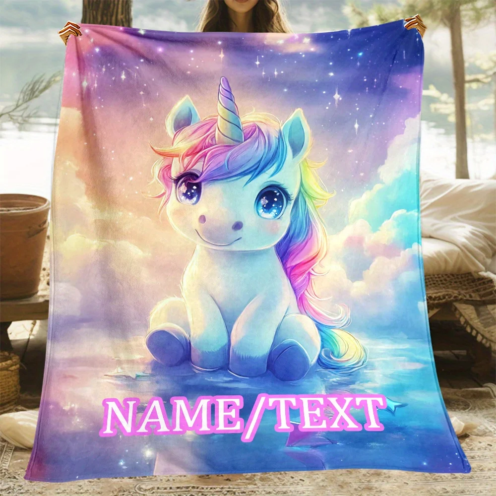 

Personalized unicorn cartoon blanket, suitable for sofa bed travel and office, perfect gift for family and friends