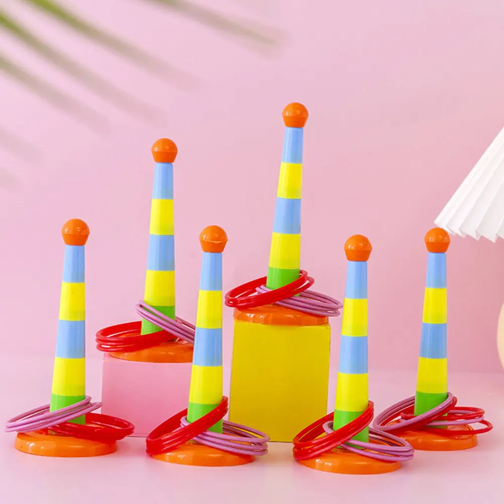 5Sets Ring Toss Game Bright Color Stacking Cups Agility Training Interactive Educational Plaything Fun Parent-Child Activity