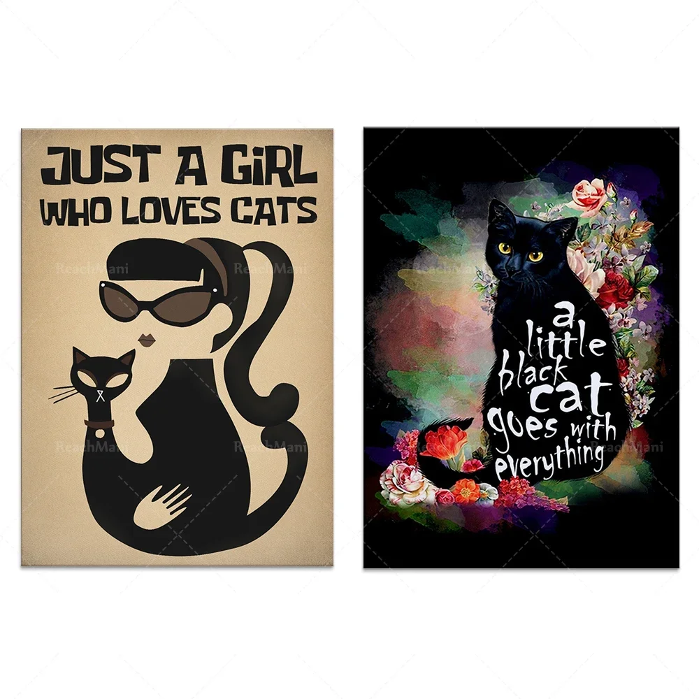 A little black cat can be seen everywhere posters, the best gift ever, a gift for cat lovers, funny black cat retro posters, cat