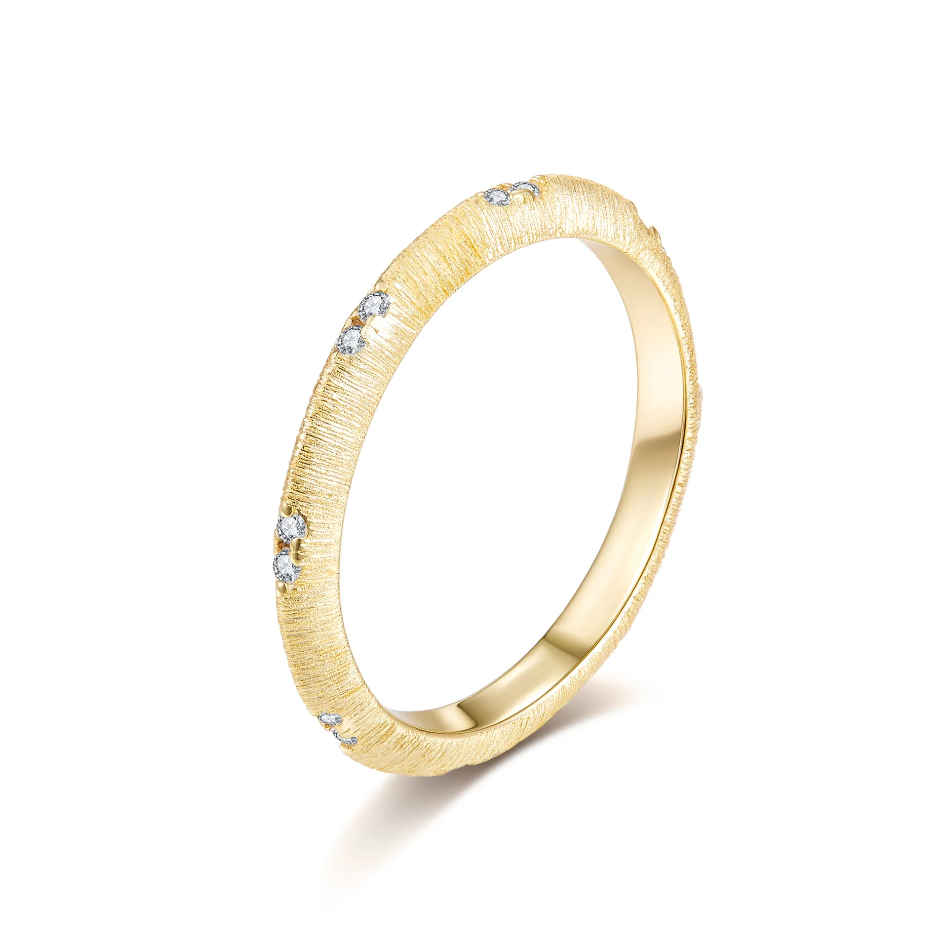 Luxurious 14K Gold Moissanite Ring Brushed Luxury for Women Platinum Pt950 Fine Jewelry Gift