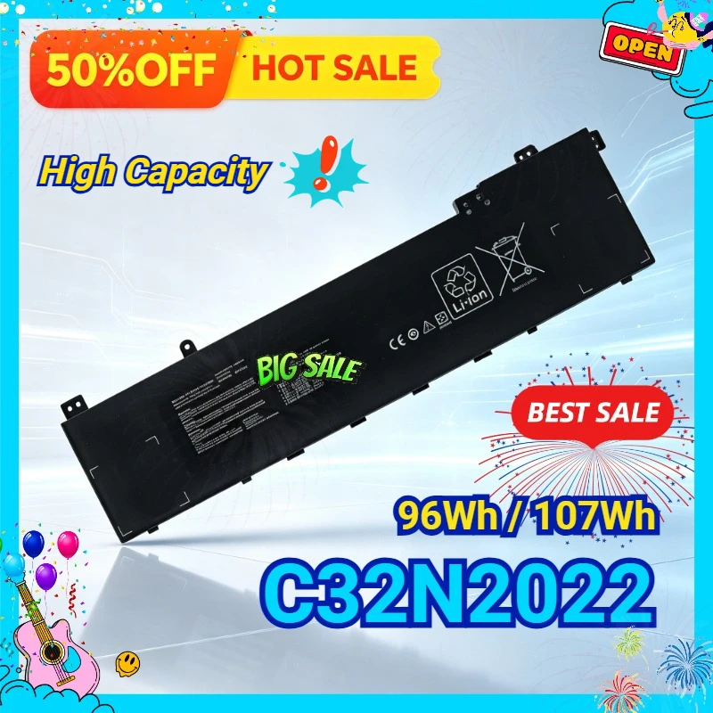 SWZY 107Wh/96Wh C32N2022 Replacement Laptop Battery for ASUS ZenBook Pro 15 OLED UM535QE VivoBook Pro 16 16X M7600RE M7600QE N76
