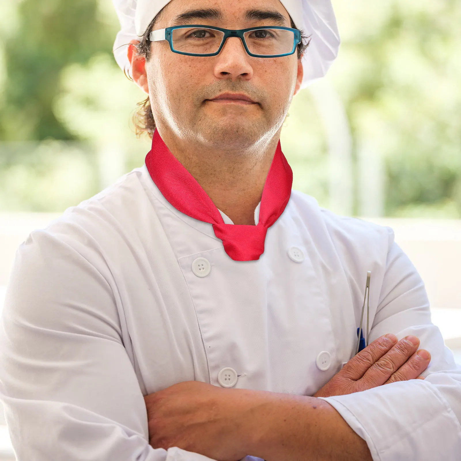 

2Pcs Chef Neckerchief Comfortable Skin-Friendly Cotton Working Neckerchief for Kitchen Restaurant Cafe Barbecue Uniforms Men