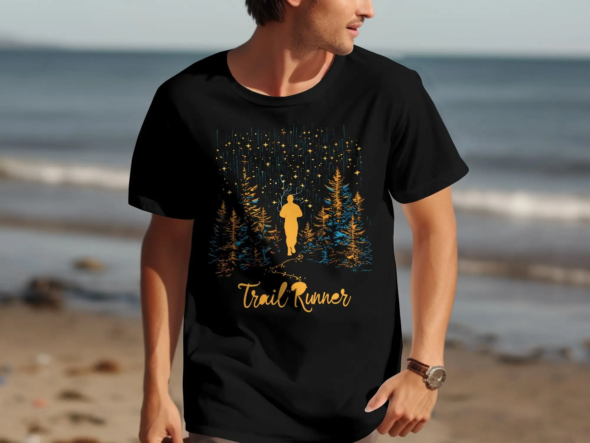 Trail Runner T Shirt Outdoor Running Nature Lover Fitness Enthusiast Forest Top Unique Activewear Apparel