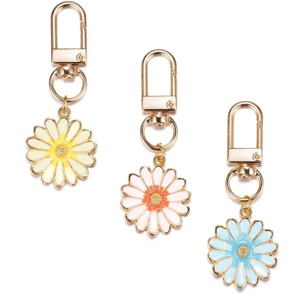 

Flower Keychain 3pcs Set Mini Multiple colors Flower Key Chain for Women Bag Charm